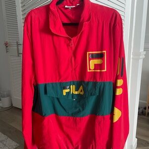 Vintage Fila Red and Green Windbreaker Jacket